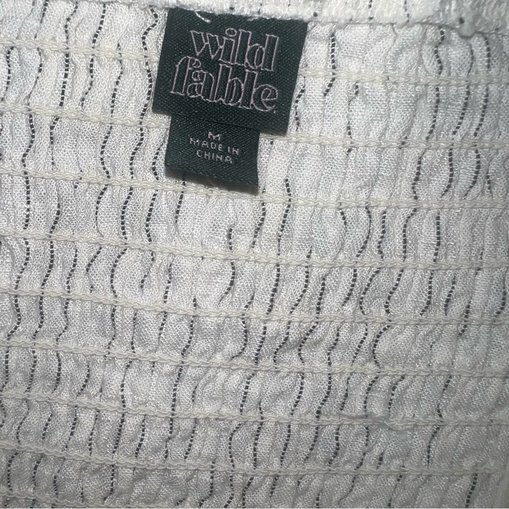 Wild Fable 2-Piece Cream Striped Wide-Leg Pants (S) & Top (M) Linen Blend - Picture 10 of 11